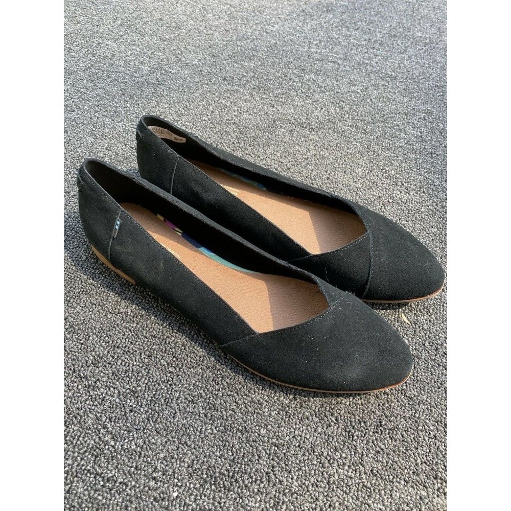 TOMS Black Suede Julie Jutti Flats Shoes Women’s US 12